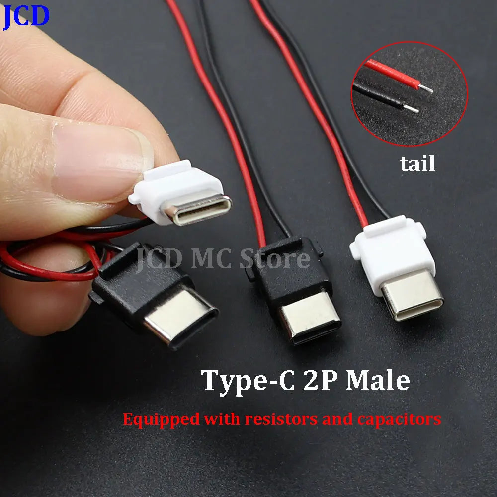 Type-C Welding Wire Type Male Waterproof 2-Pin with Wire 5A High Current Plug Waterproof Connector with Resistors Capacitors