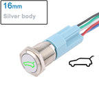 1pc 16mm/19mm Metal push button Switches for car trunk Momentary/latching 12V base 1NO 1NC with sockets