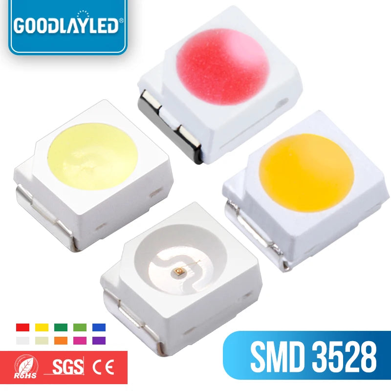 2000pcs Supply High 3528 SMD LED Full Color Highlight 0.06w Red GREEN Blue Yellow White ICE PINK Purple Black RGB Lamp Beads