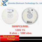 5000PCS 1206 Accuracy 1% Resistor SMD 0 ohm ~ 10M ohm 1R 10R 100R 150R 220R 330R 0 1 10 100 150 220 330 ohm 1K 2.2K 10K 100K