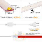 220V Dimmable COB LED Neon Strip Light 288Leds/M IP67 With Switch/Dimmer EU Plug Flexible Adhesive Tape for Home Garden Lighting