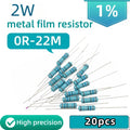 20pcs, 0R-22M 1% Metal Film Resistor 2W 0 2.2 10 100 150 220 270 330 470 1K 2.2K 4.7K 10K 47K 100K 470K 1M 10M 20M Ohms