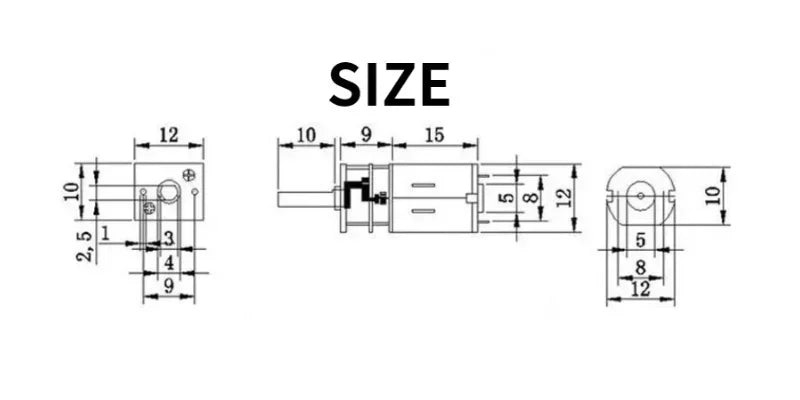 GA12-N20 DC 3V 6V 12V Micro Metal Gear Motor Gear Wheel Gear Motor 30RPM 50RPM 60RPM 100RPM 150RPM 200RPM 300RPM 600RPM 1000RPM