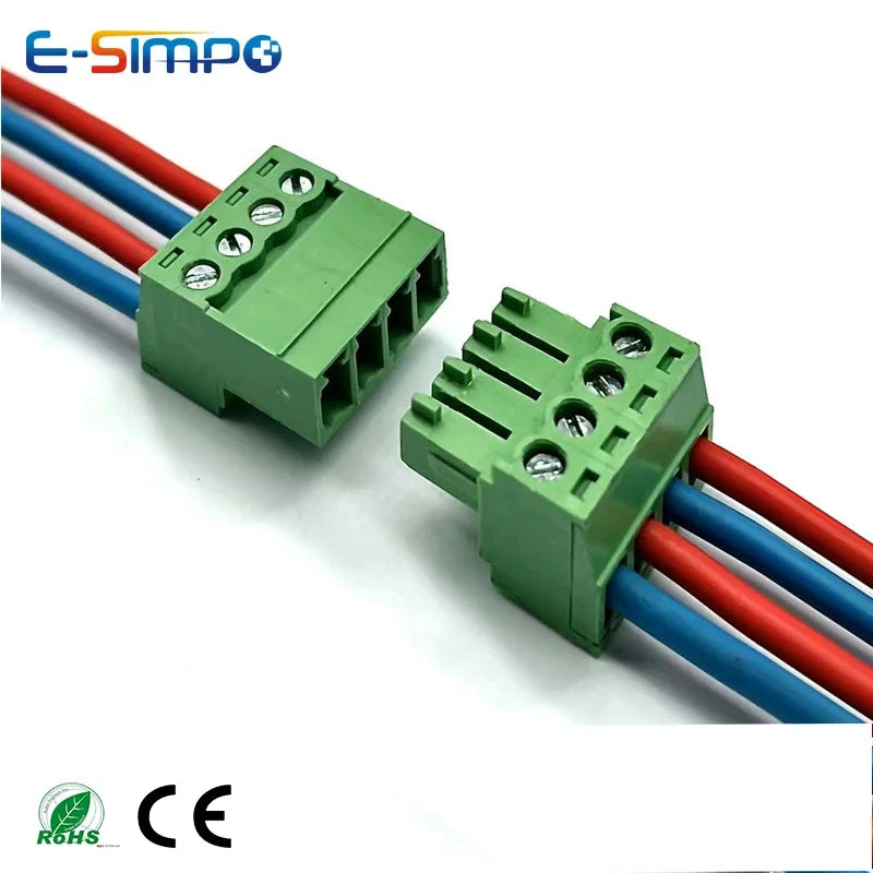 10pairs Aerial Butt Welding 2EDGRK 15EDGRK-3.81 3.5mm 2-24P Plugin Male Pin+Female Socket 28-16AWG Wire Screw Terminal Block