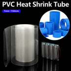 3/5M Transparent/Blue 7mm~150mm PVC Heat Shrink Tube 18650 Lithium Battery Pack Insulated Film Wrap Case Protector Cable Sleeve