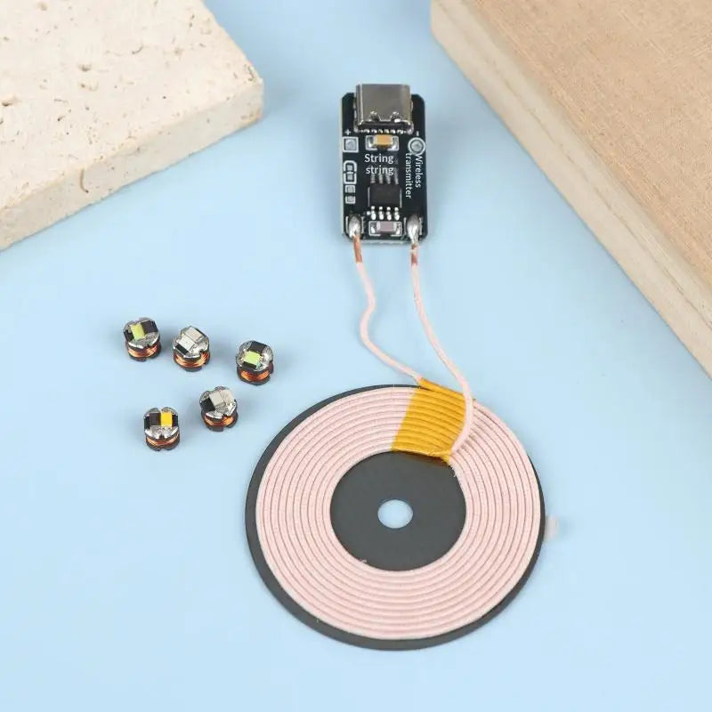5Pcs TYPE-C 5V Wireless Power Supply Transmitter Coil Induction Wireless LED Receiver Light Lamp Model Diorama Robots