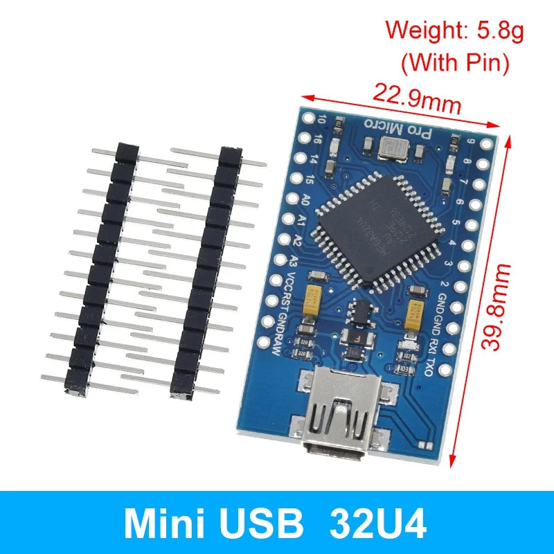 XZG Pro Micro ATmega32U4 5V 16MHz Replace ATmega328 For Arduino Pro Mini With 2 Row Pin Header For Leonardo Mini Usb Interface