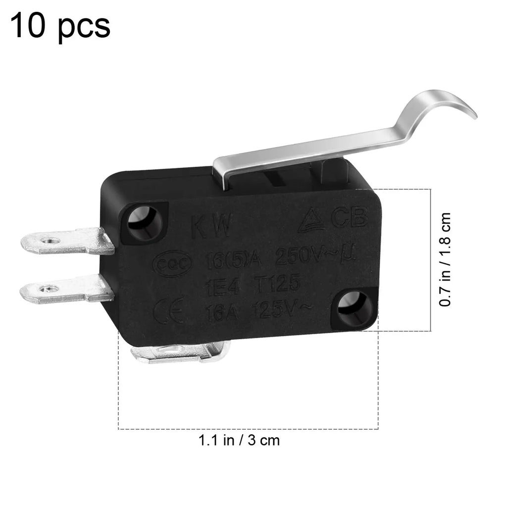 10Pcs Micro Switch Limit Switch 3 Long Hinge Lever Momentary Push Button for Electronic Devices Home Appliances Business