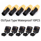 10pcs/5Sets New 3Pins Waterproof Locking Male Cable Plug+Female Chassis NAC3MPX or NAC3MX-W+NAC3FPX+Powercon Connector NAC3FX-W