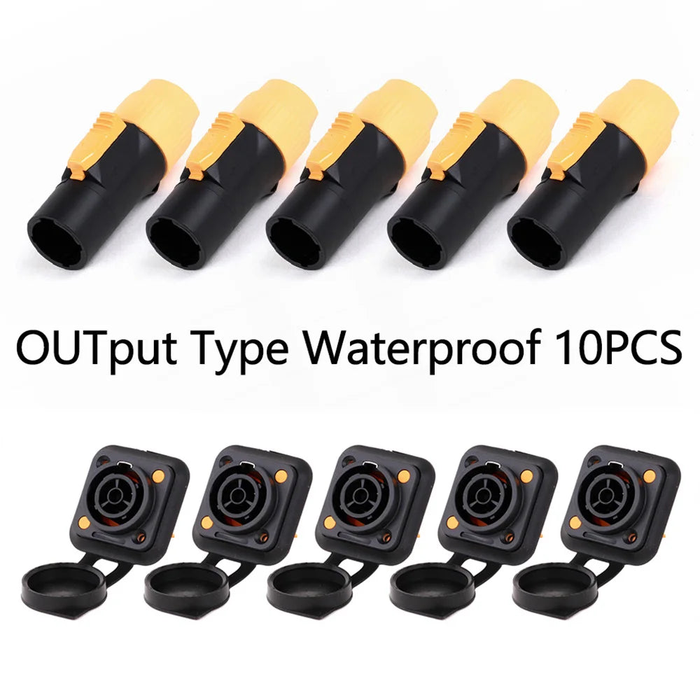 10pcs/5Sets New 3Pins Waterproof Locking Male Cable Plug+Female Chassis NAC3MPX or NAC3MX-W+NAC3FPX+Powercon Connector NAC3FX-W