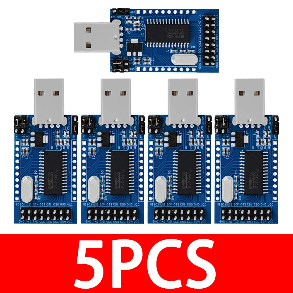 1~5PCS CH341A Programmer USB to UART IIC SPI I2C Convertor Parallel Port Converter Onboard Operating Indicator Lamp Board Module