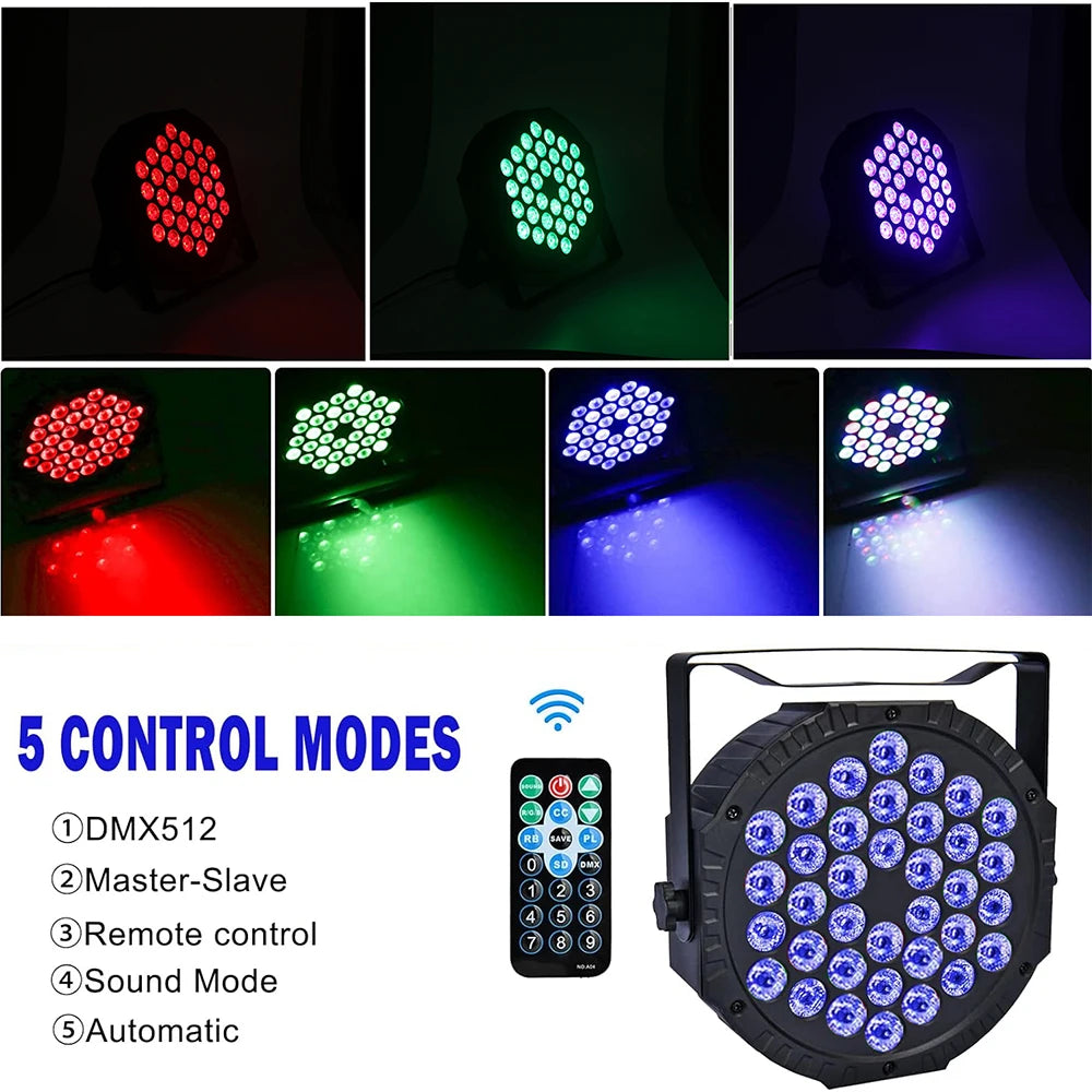 4PCS 36 LED Stage Full Color Flat Par Lighting Effect RGB 3IN1 DMX 512 DJ Disco Party Holiday Christmas Club Wedding Show Lights