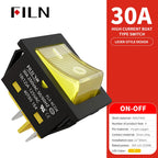 FILN 30A/220V Heavy Duty 4 Pin DPST IP67 Sealed Waterproof T85 Auto Boat Marine Toggle Rocker Switch with LED 12V 220V 30x22