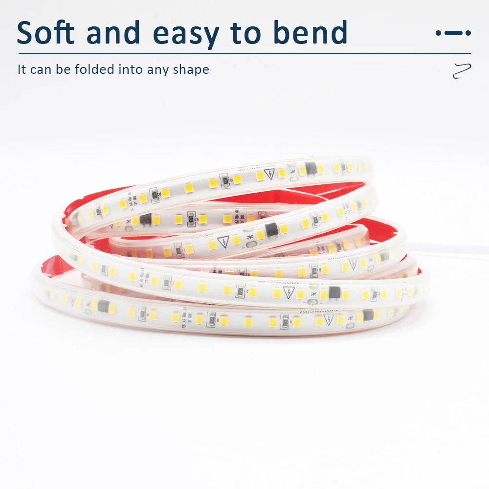 AC 220V LED Strip Light Waterproof SMD 2835 120LEDs/m 1M 5M 10M 20M 30M Flexible Ribbon Tape Lamp for Home Lighting Decoration