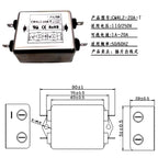 Power EMI Filter CW4L2-10A-T CW4L2-20A-T Single Phase AC 115V / 250V 20A 50/60HZ For Laser Cutting Engraving Machine And Marking