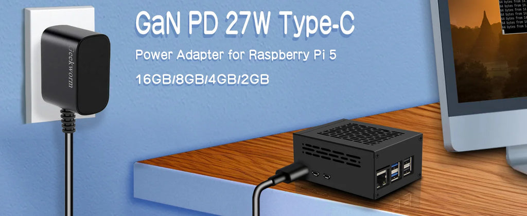 Geekbord Raspberry Pi 5 Power Supply XSL-GaN-PD 27W 5.1V 5A USB-C