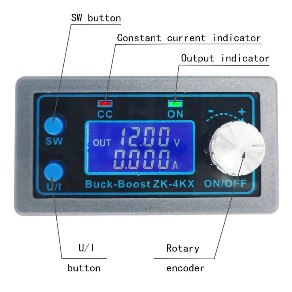 ZK-4KX DC DC Buck Boost Converter CC CV 0.5-30V 4A 5V 6V 12V 24V Power Module Adjustable Regulated laboratory power supply