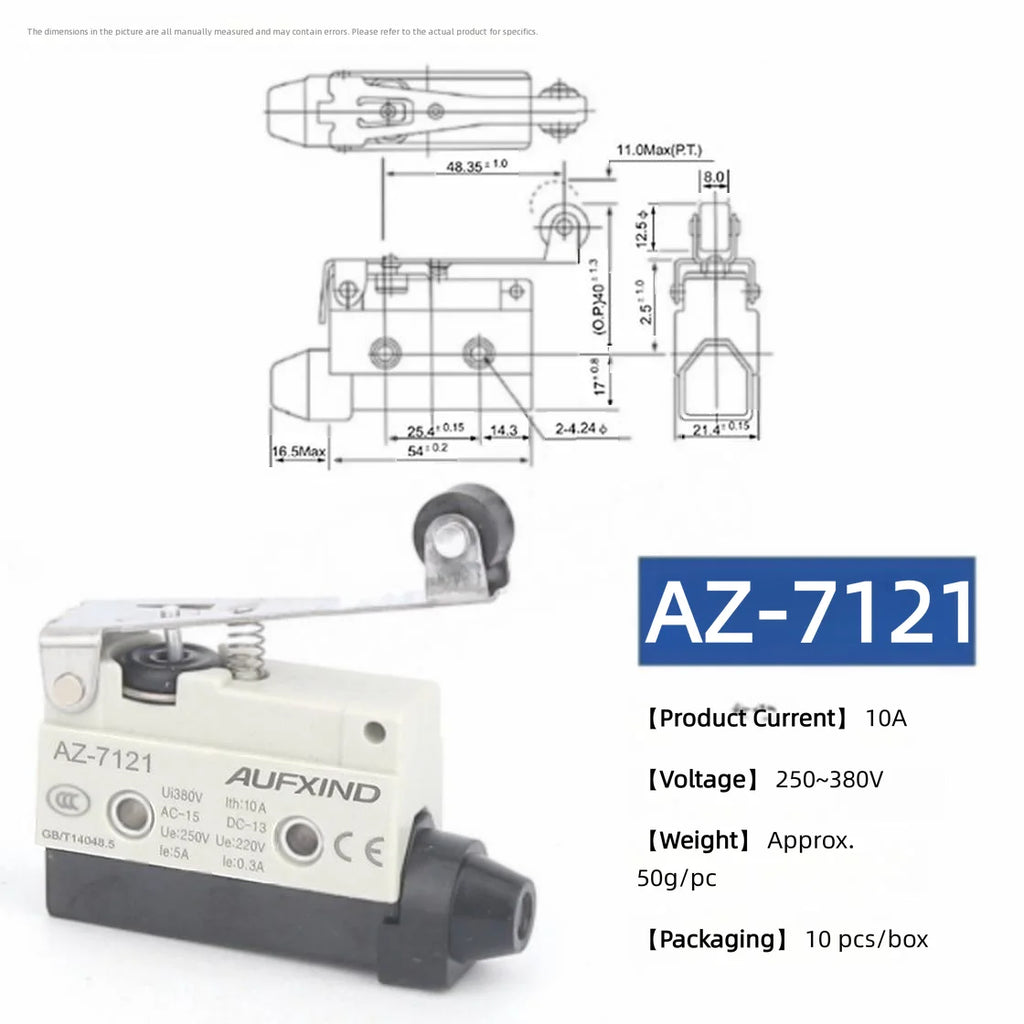 10A 250V AZ Waterproof Microswitch Travel Micro Limit Switch Small Horizontal Roller Lever AZ-7312 AZ-7311 AZ-7121 AZ-7310 TZ