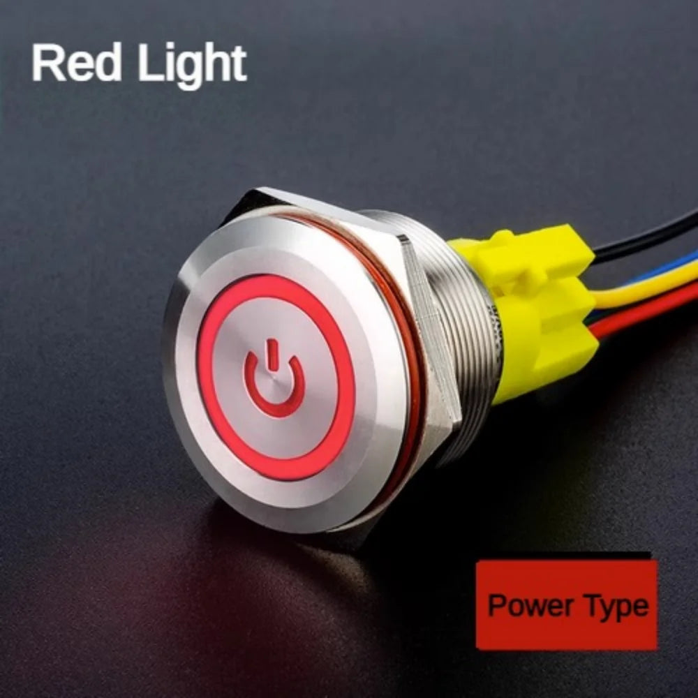 25MM30MM Metal Push Button Switches Power Symbol Waterproof LED Indicator Momentary Latching Start Stop Power On Off Switch