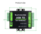 Industrial Isolated 4Ch USB to RS485 422 Converter Wall DIN Rail Mountable