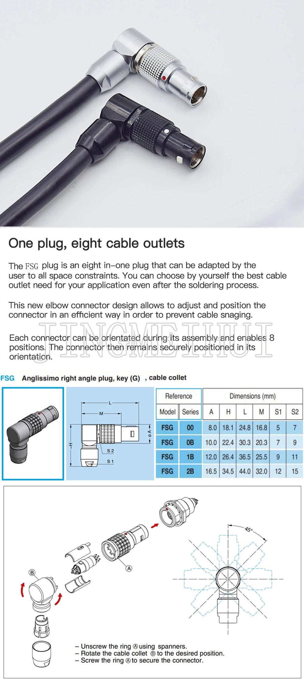 FSG 0B 2 3 4 5 6 7Pin Adjustable Right Angle Male Plug Push-pull Self-Locking Connector For Industrial Camera Sound Video Device