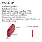 Electrical Cable Wire Connectors Push-in Terminal Block Universal Compact Wiring Multiple In Out Spliceable Mount On Din Rail