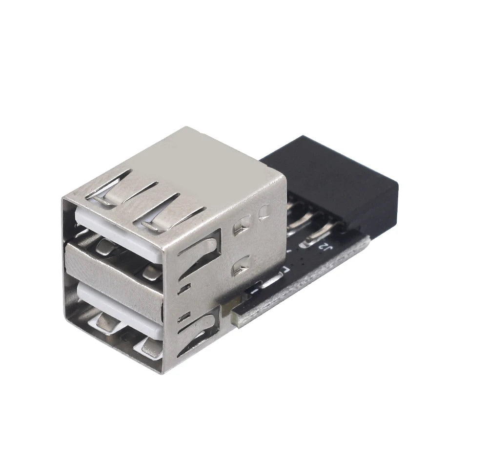 TISHRIC 9Pin To 2 Ports USB 2.0 Expansion Card USB 2.0 Motherboard Header 9pin to 2 Ports USB 2.0 Dual USB A 9 Pin Female Adapt