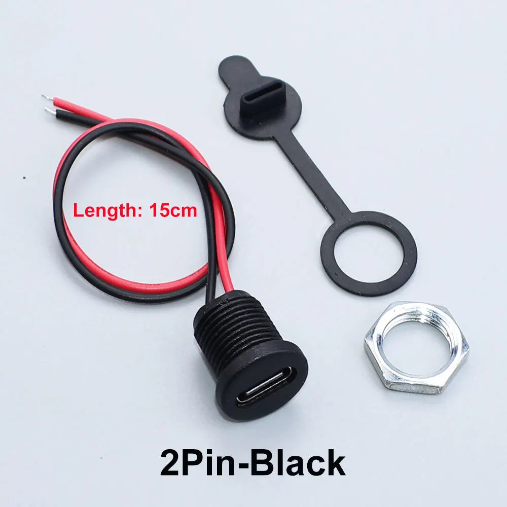 JCD 2/4/5Pin Type C Connector With Line Nut Locking Plate PH 2.0 Waterproof Cap High Current Fast Charging Jack USB C Port