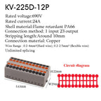 1Pc Wire Electrical Cable Connectors Plug-in Terminal Block PTFIX 2.5mm² Splitter Spliceable DIN-Rail Mounting Junction Box Tool