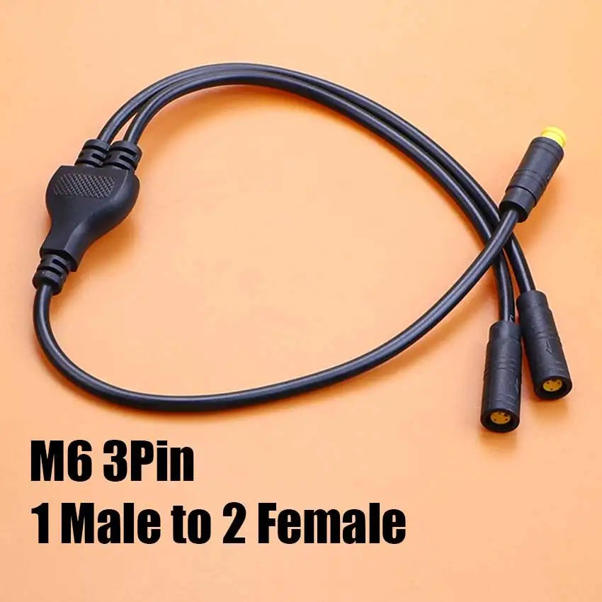 40cm M6 M8 1 Male To 2 Female Splitter Connector 2/3/4/5/6 Pin Waterproof Electric Butt Cable Plug Cord For E-Bike Signal Sensor