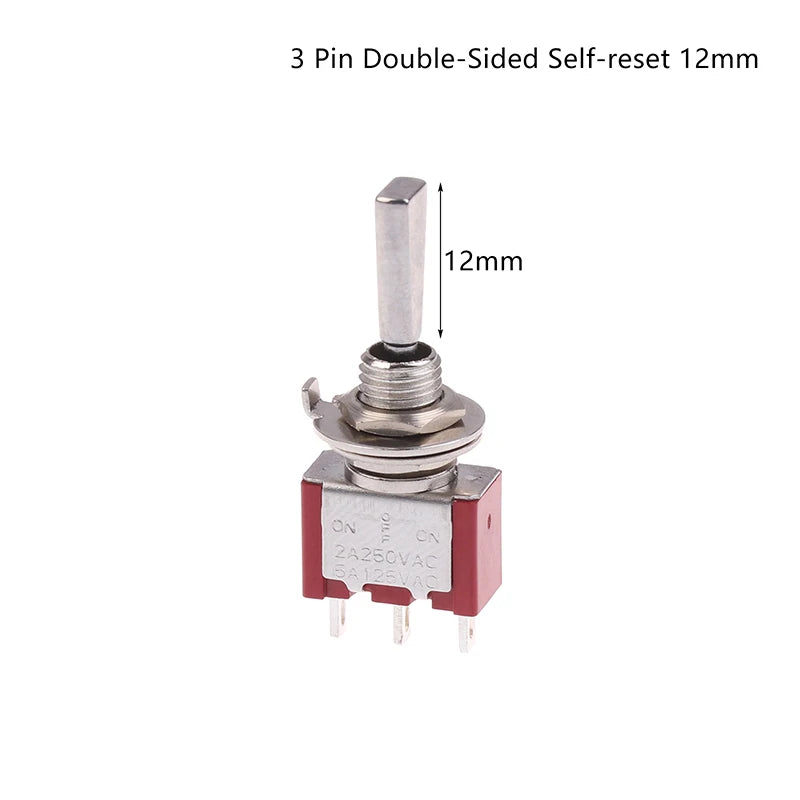 Toggle Switch 3Pin 3/2 Position Self-locking/Self-resetting ON OFF ON DPDT SPST DPST 5A 125VAC 2A 250VAC Latching Flat Handle