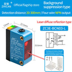 ZHICAN ZC3E Background Suppression Laser Photoelectric Sensor Adjustable Distance Diffuse Reflective Detection Switch