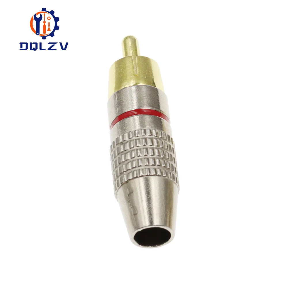 Gold RCA Male Adapter Non Solder Connector for Audio Video CCTV IP Camera Security Coaxial Cable Solderness Convertor