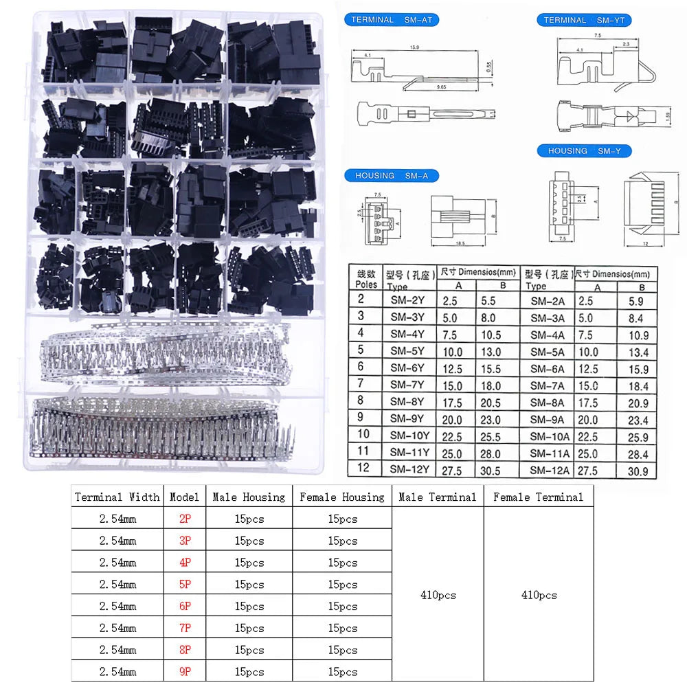 1.25mm PH2.0mm XH2.54mm MX3.0mm VH3.96mm Pitch Terminal Male Female Pin sm Dupont Connector Kit