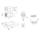 COMNEN 10Gbps RJ45 Connectors Cat8 Cat7 Cat6A Pass Through 8P8C 1.3mm Gold Plated Shielded FTP/STP|RJ45 Network Modular Plug