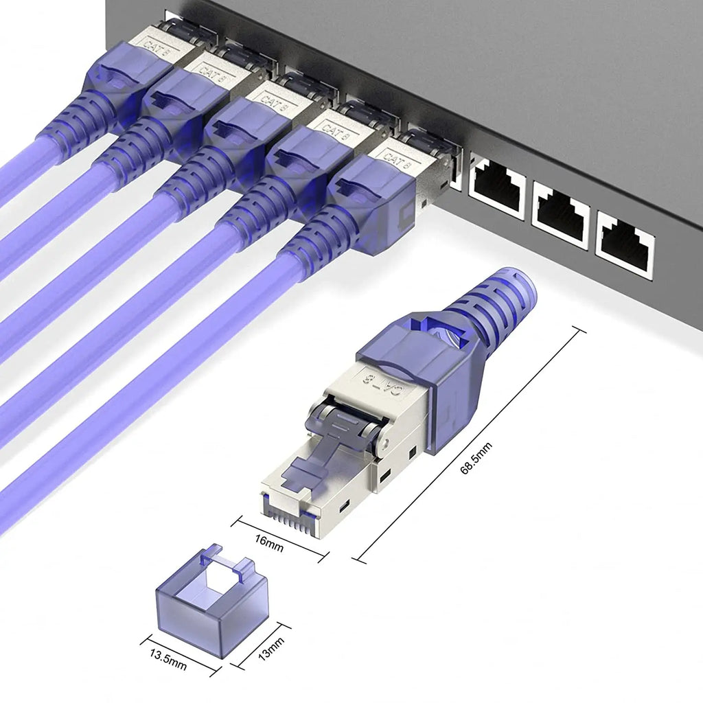 ZoeRax RJ45 CAT8 Cat7 CAT6A Connector Tool-Free, Toolless RJ45 Termination Plug Reusable Shielded for Ethernet Cables 10Gbps POE