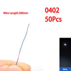 50pcs/bag 0402 0603 0805 1206 SMD Lamp Wired Micro Litz Led Pre-Soldered Chip Wired 30cm 3V DIY Railway Models Scenes Toy Light