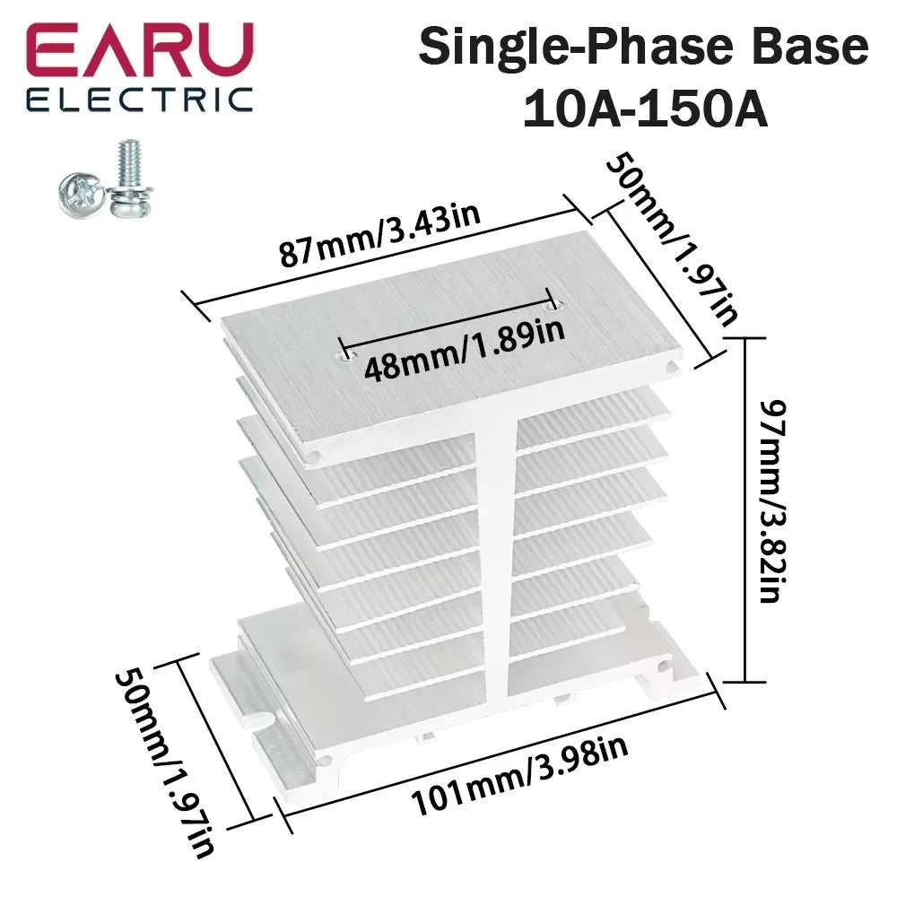 EARU 10A-200A New Single Phase Three Phase Solid State Relay Module Heat Sink SSR DA AA DD Aluminum Fins Radiator Din Rail Mount