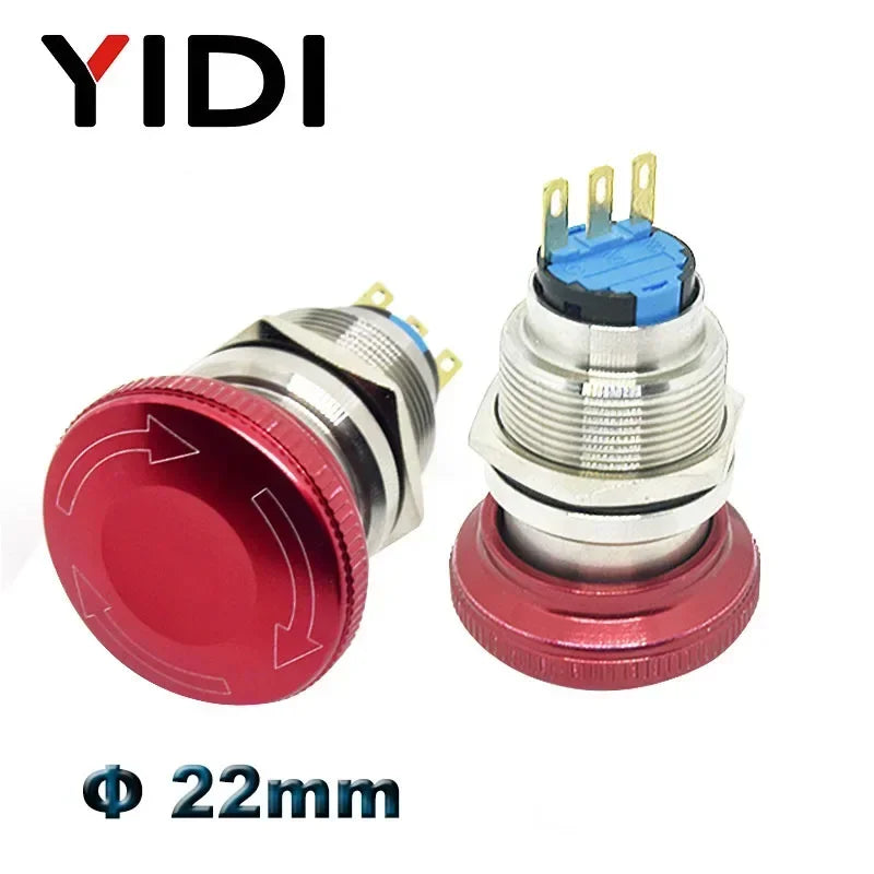16mm 19mm 22mm Emergency Stop Switch Mushroom Push Button Stop Switch 1NO1NC 2NO2NC Latching Switch On Off