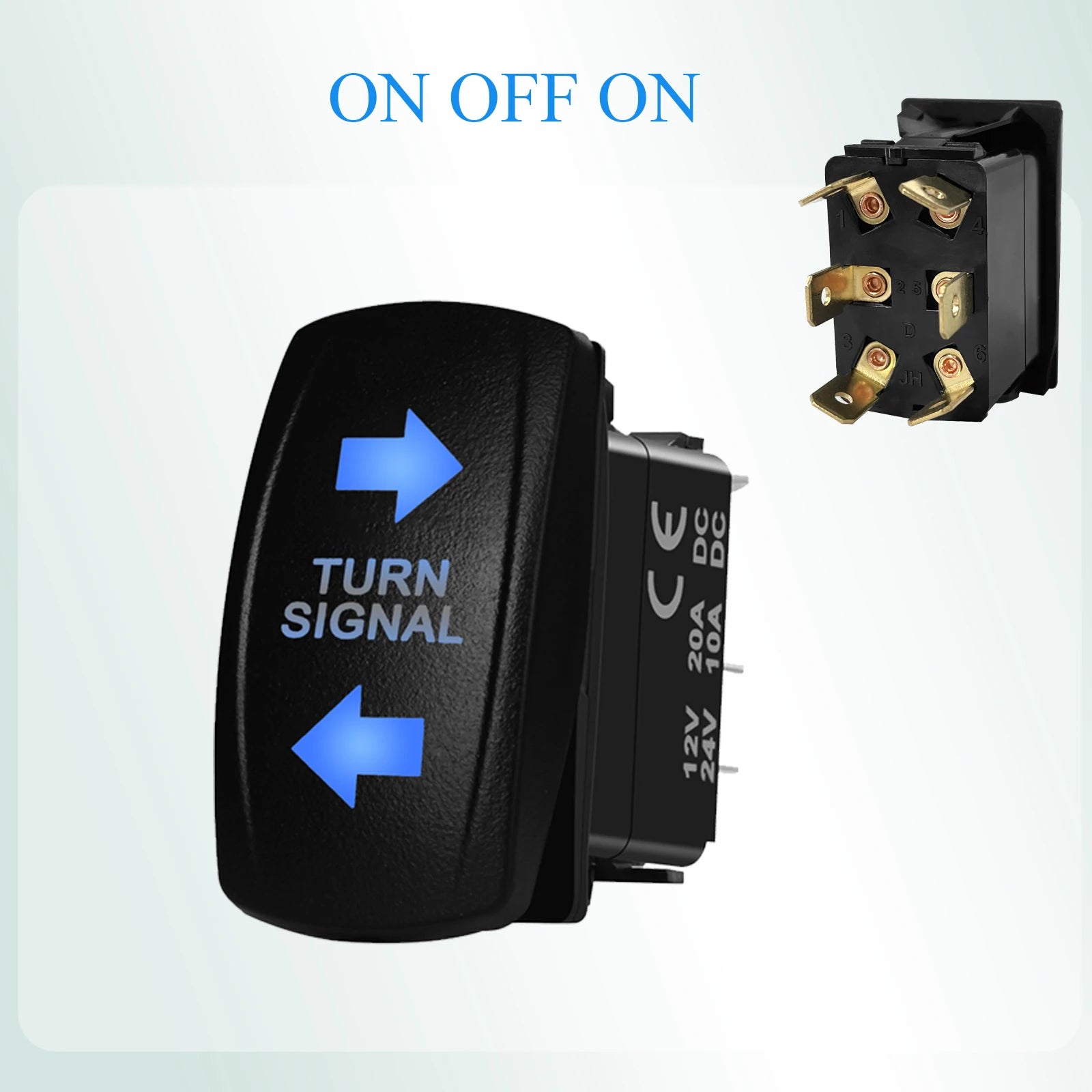 12V Reverse Polarity Rocker Switch DPDT ON-Off-ON 6 Pin Momentary/Latching for Winch Linear Actuator Car Window RV Jack Boat RV