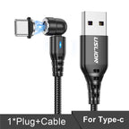 USLION 540 Rotate 5A Magnetic Cable Fast Charging Type C Cable Micro USB Magnet Charge Phone Data Line Wire For iphone 15 Xiaomi