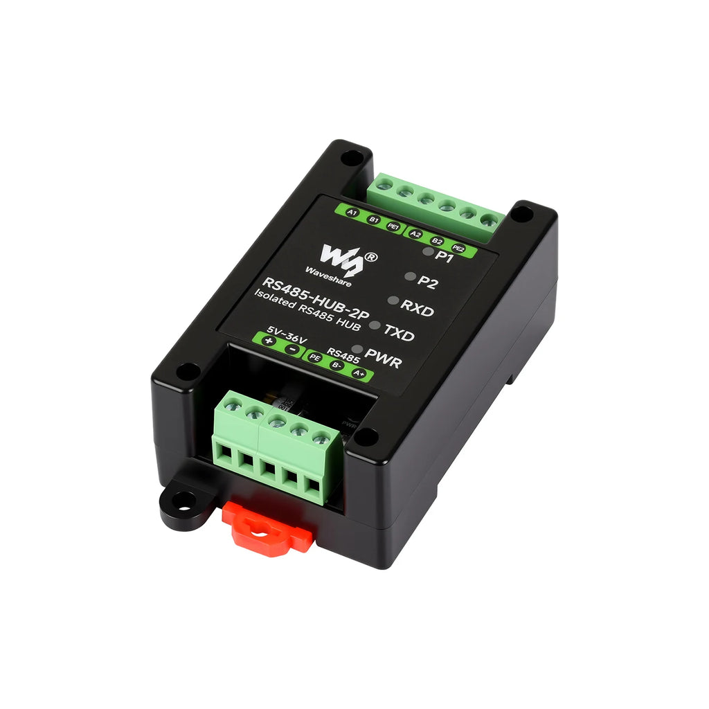 Waveshare Industrial-grade Isolated 2-Ch RS485 Hub, Rail-mount Support, Wide Baud rate Range, Expands 2-ch RS485 Sub Ports