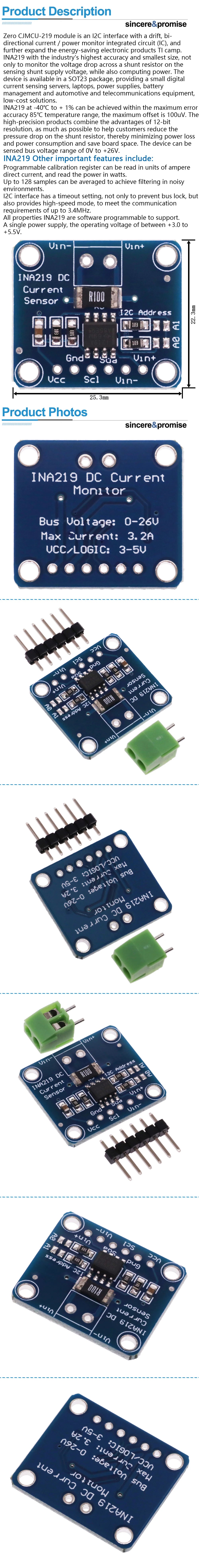 GY-219 Current Power Supply Sensor Breakout Board Module Sensor Module I2C interface High Side DC Current For Arduino DIY INA219