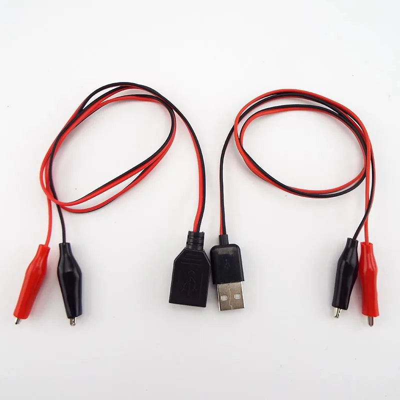 USB Alligator Clips Crocodile Wire Male Female to USB Tester Detector DC Voltage Ammeter Capacity Power Meter Monitor M20