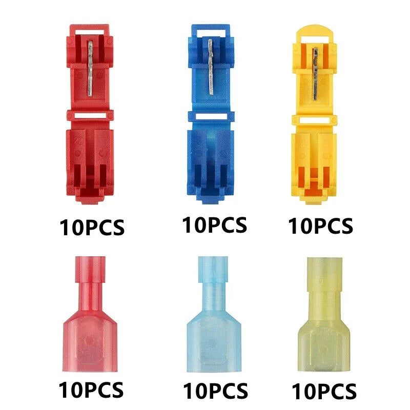 10/20/60/100Pcs T-Tap Connectors Quick Electrical Cable Connector Snap Splice Lock Wire Terminal Waterproof Crimp Wire Terminals