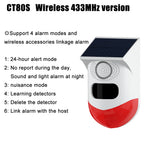 Outdoor Solar PIR Infrared Alarm Smart WiFi Siren Waterproof Wireless 433MHz Burglar Strobe Sensor Multiple Versions Available