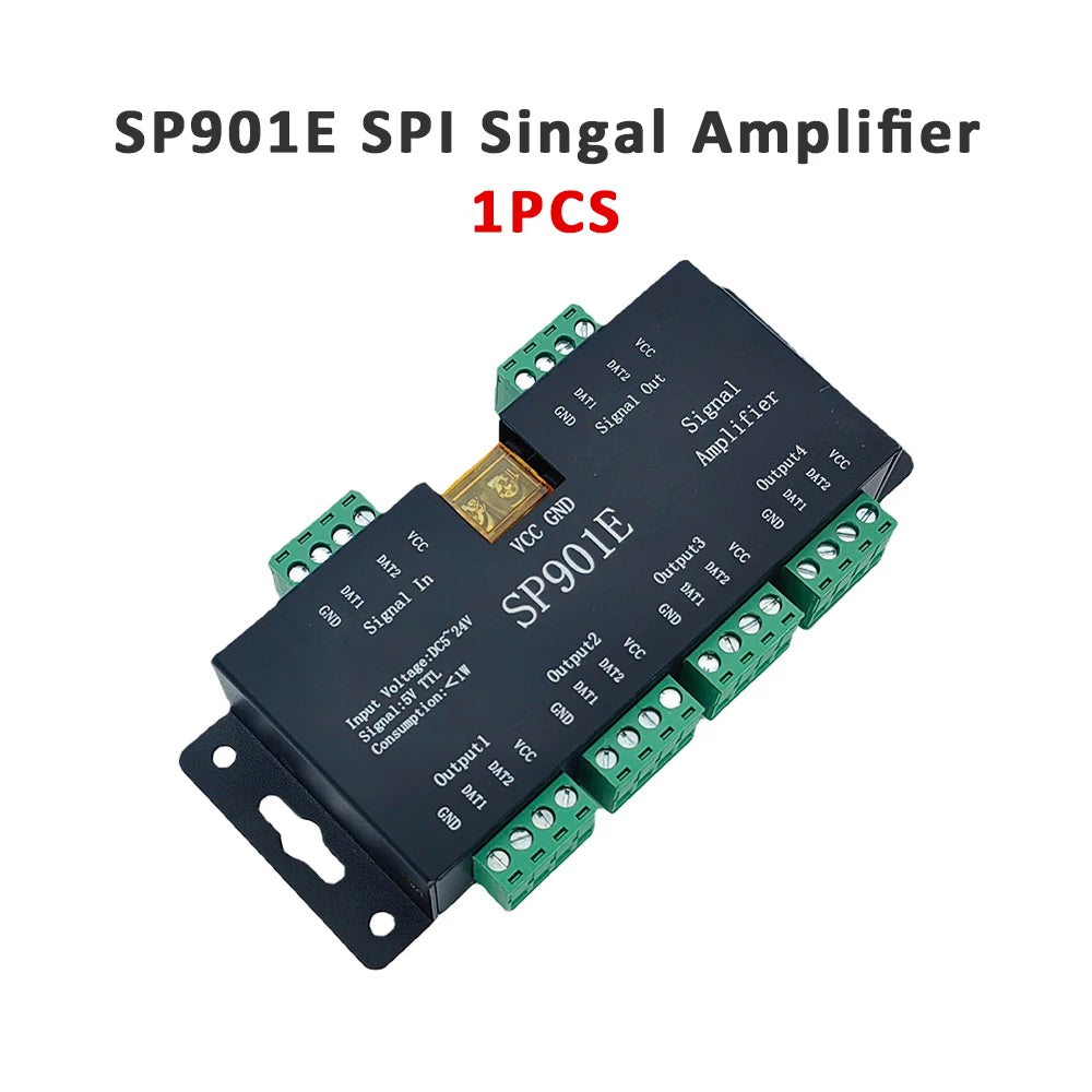 SP901E SPI Signal Amplifier Repeater 4CH DC5-24V for WS2812B WS2811 WS2813 Addressable Dream LED RGB Magic Strip Pixel Light