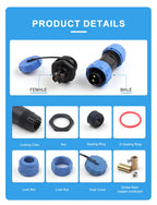 LP/SP21 Nut/Flange/Docking Waterproof Connector Welding Free 2/3/4/5/6/7 Pin IP68 Outdoor Female Plug Male Socket Screw Wiring