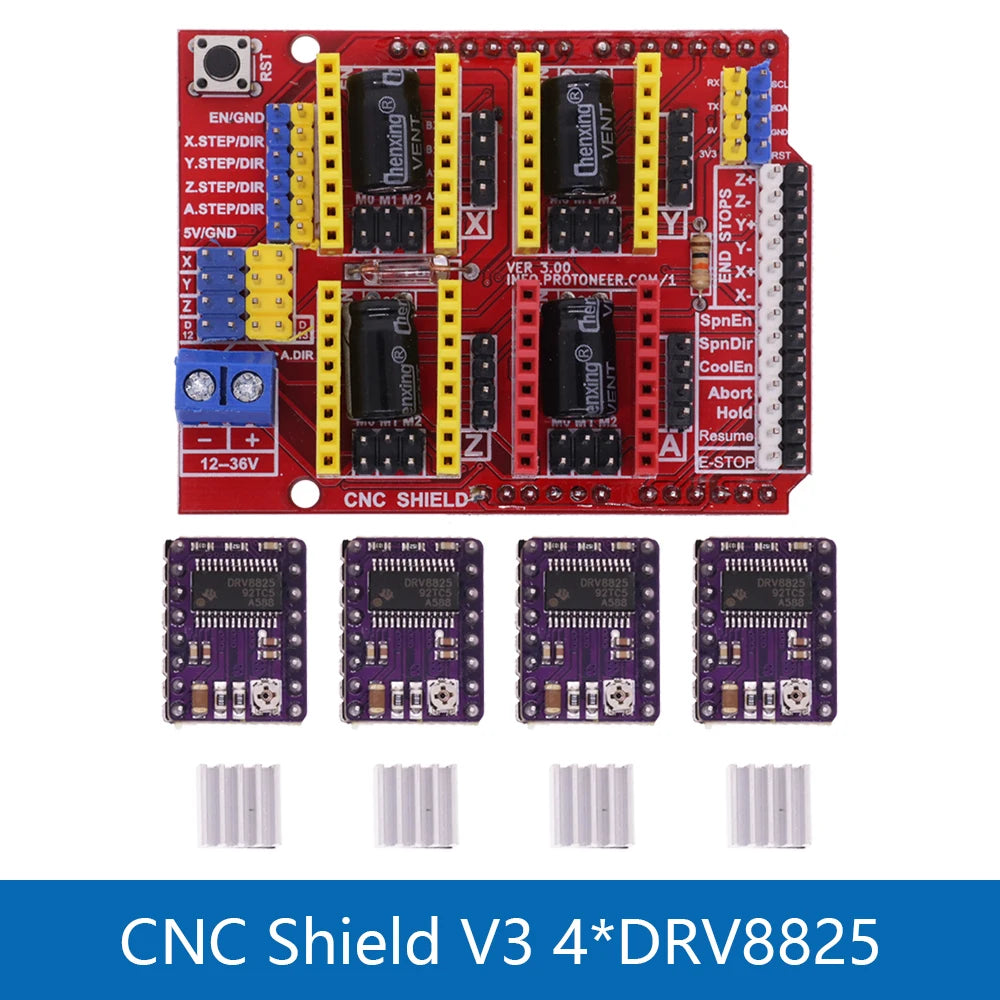 New CNC Shield V3 V4 Engraving Machine / 3D Printer / + A4988/DRV8825 Driver Expansion Board for Arduino DIY Kit