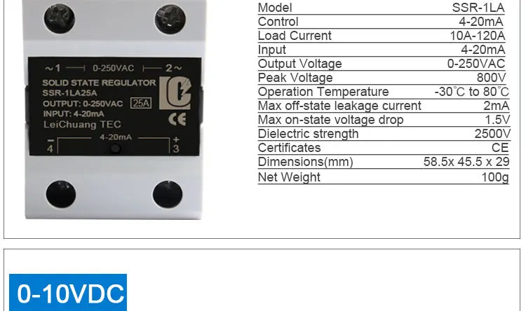LCTC SSR 0-10V 4-20MA 0-5V Power Voltage Regulator Relay 10A 25A 40A DA AA DD VA Single Phase Solid State Relay With Heat Sink
